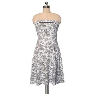 Vintage 90's Y2K JUST CHOON Brown Floral Toile Strapless Print Dress 5
